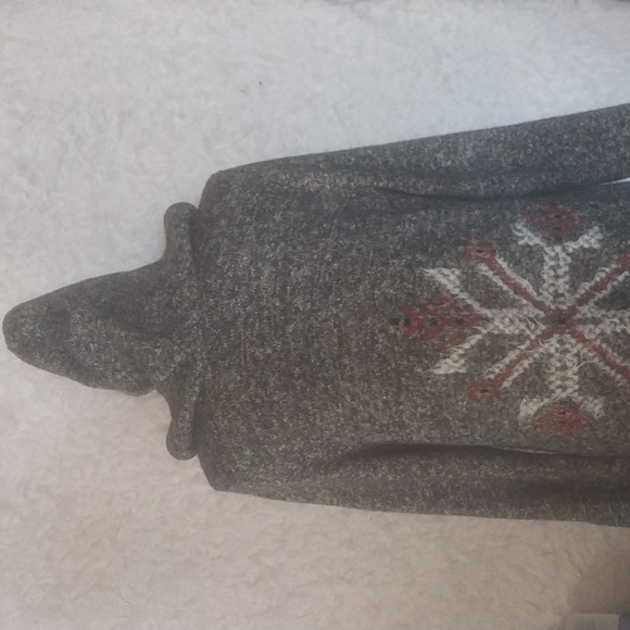 Style&co. Woman Long Grey Hooded Duster Snowflake Cardigan Nordic - Picture 4 of 8